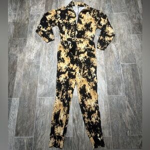 Open Edit Black and Gold Tie-Dye Jumpsuit